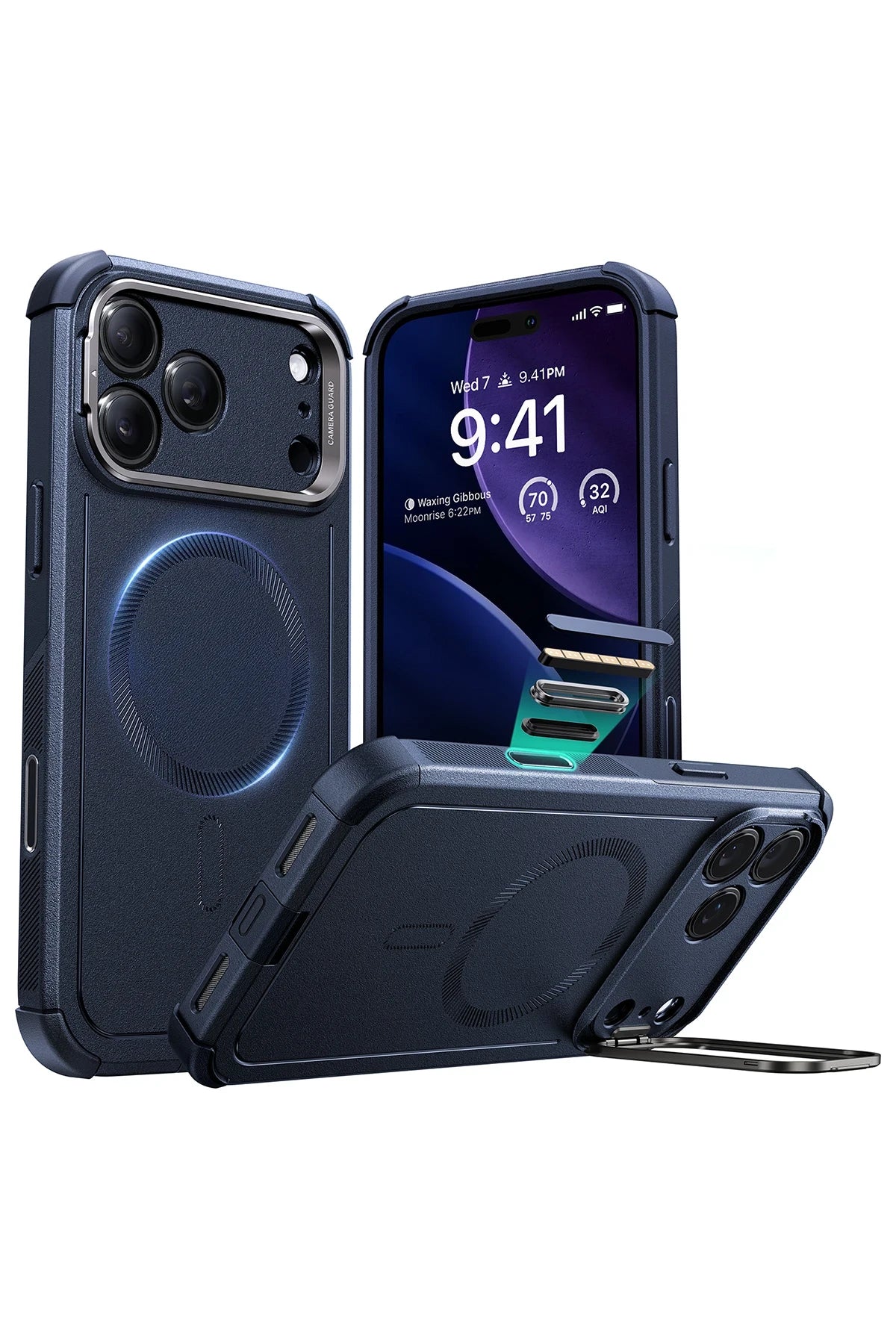 ESR Apple iPhone 17 Pro Cyber Tough Magsafe Stantlı Kapak - Lacivert